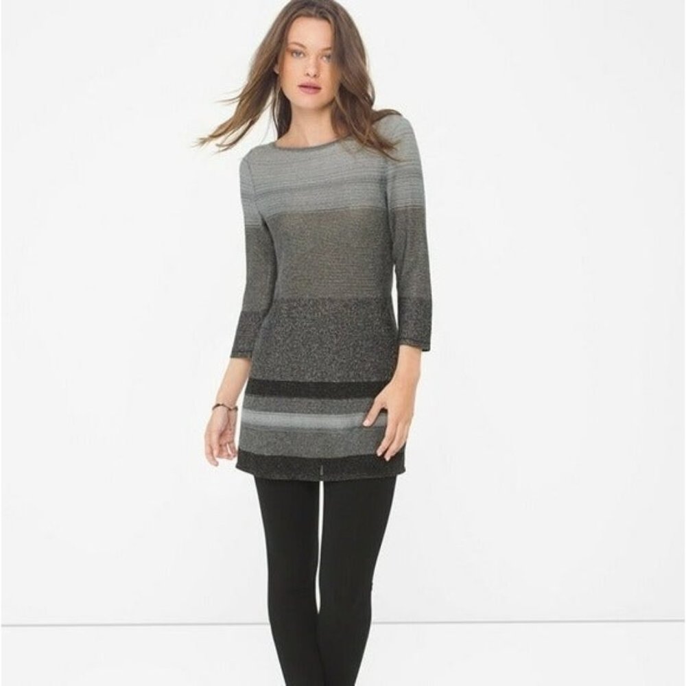 White House Black Market Gray Ombre Knit Mini Dress